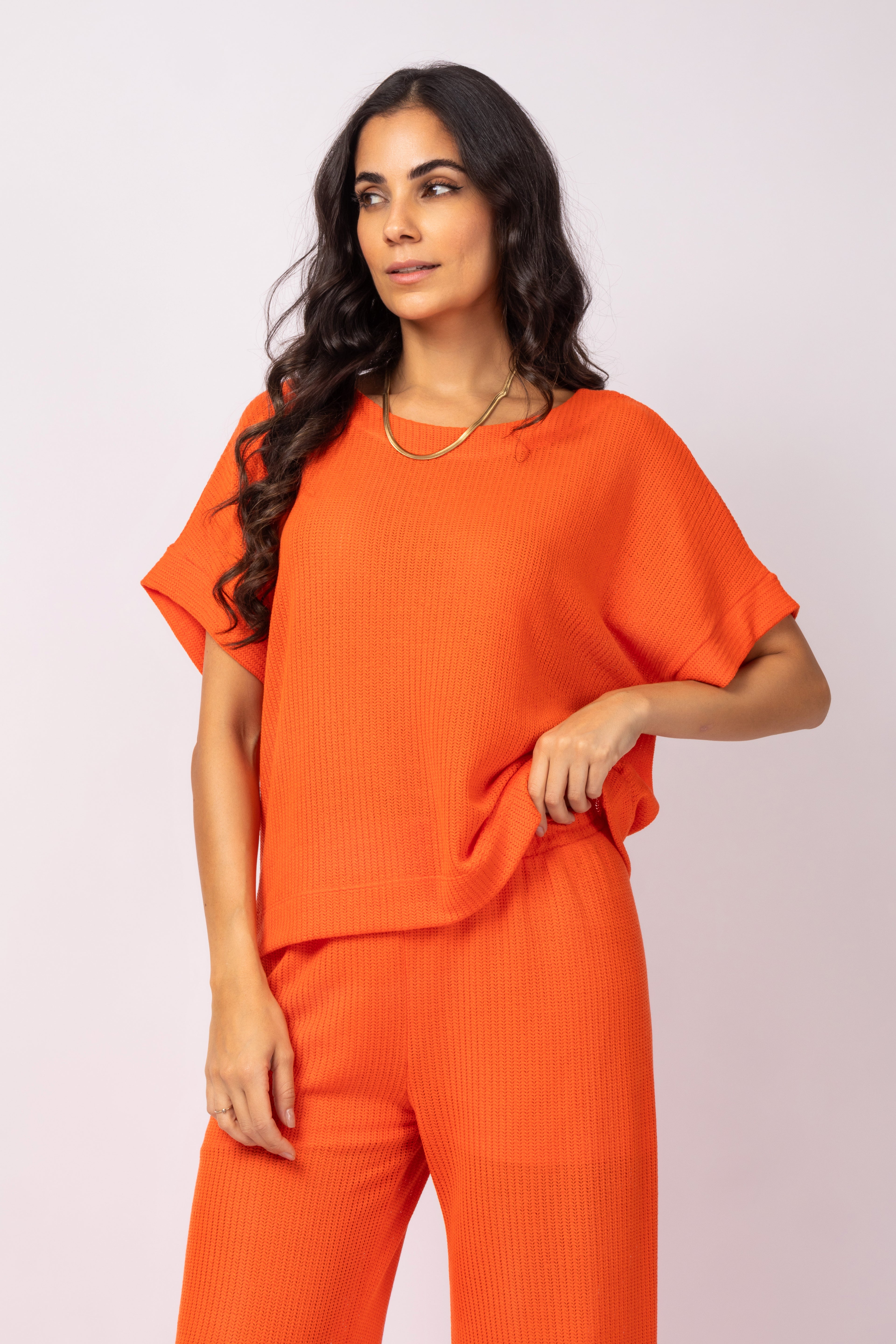 Conjunto de blusa com calça em malha