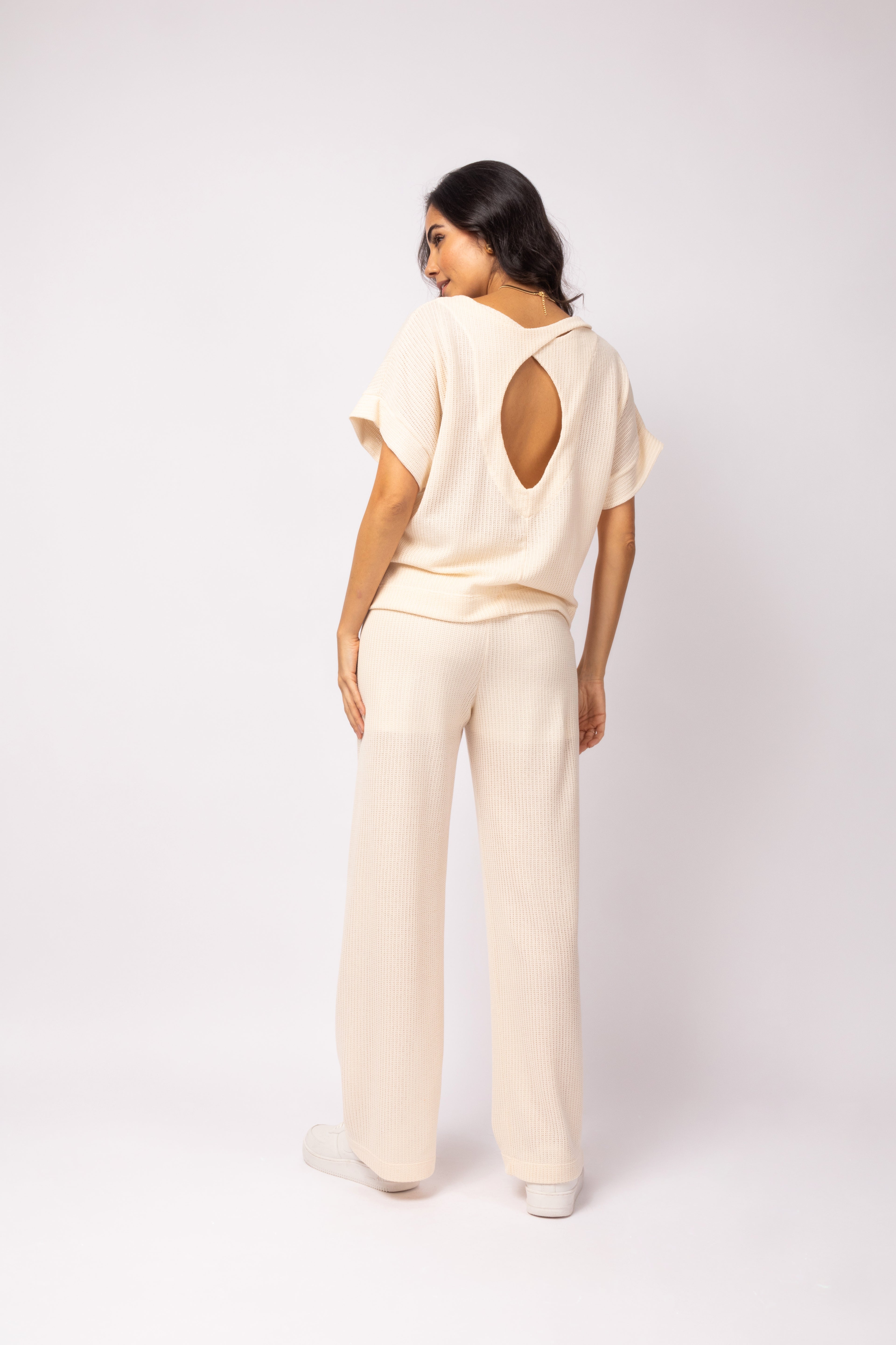 Conjunto de blusa com calça em malha
