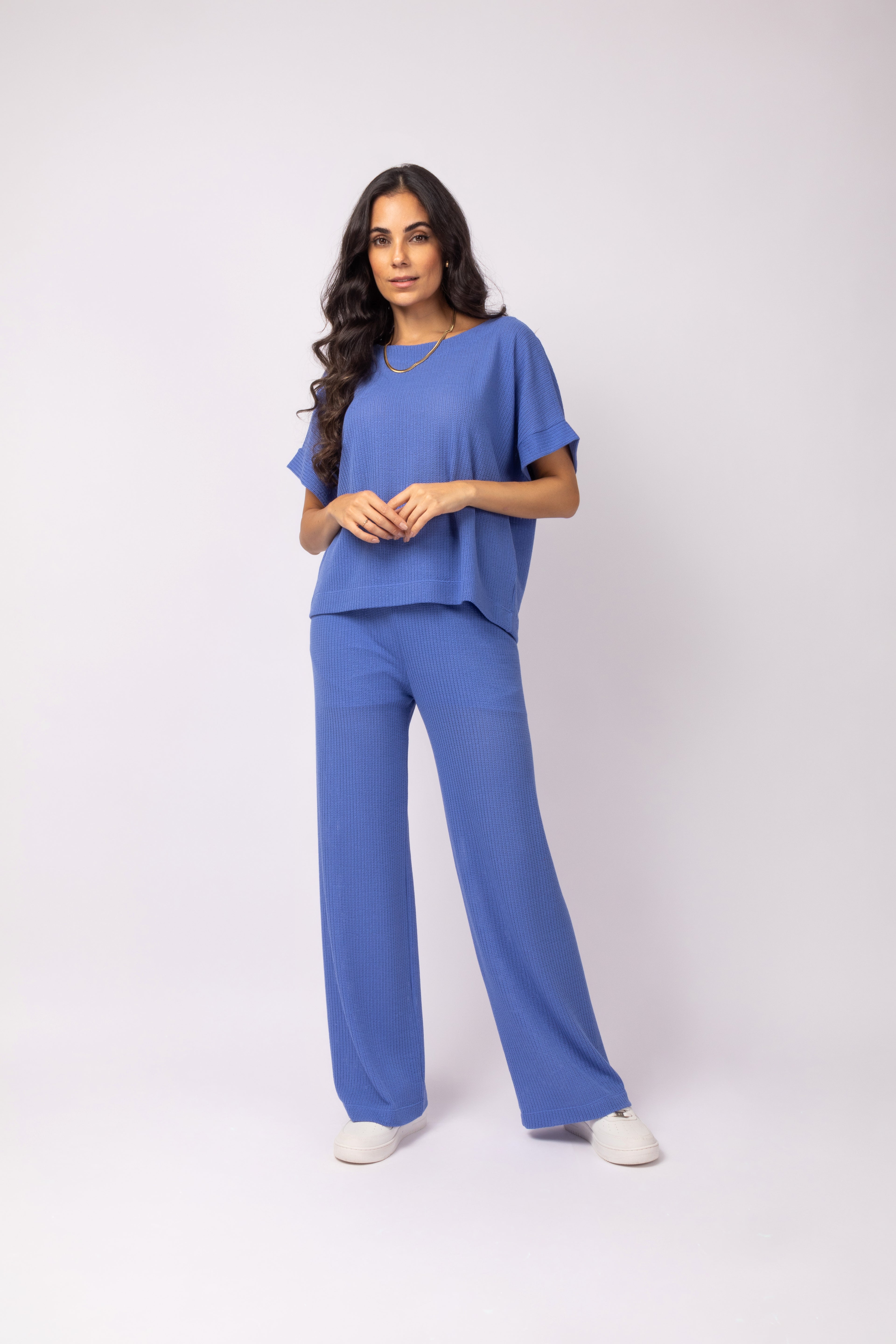 Conjunto de blusa com calça em malha