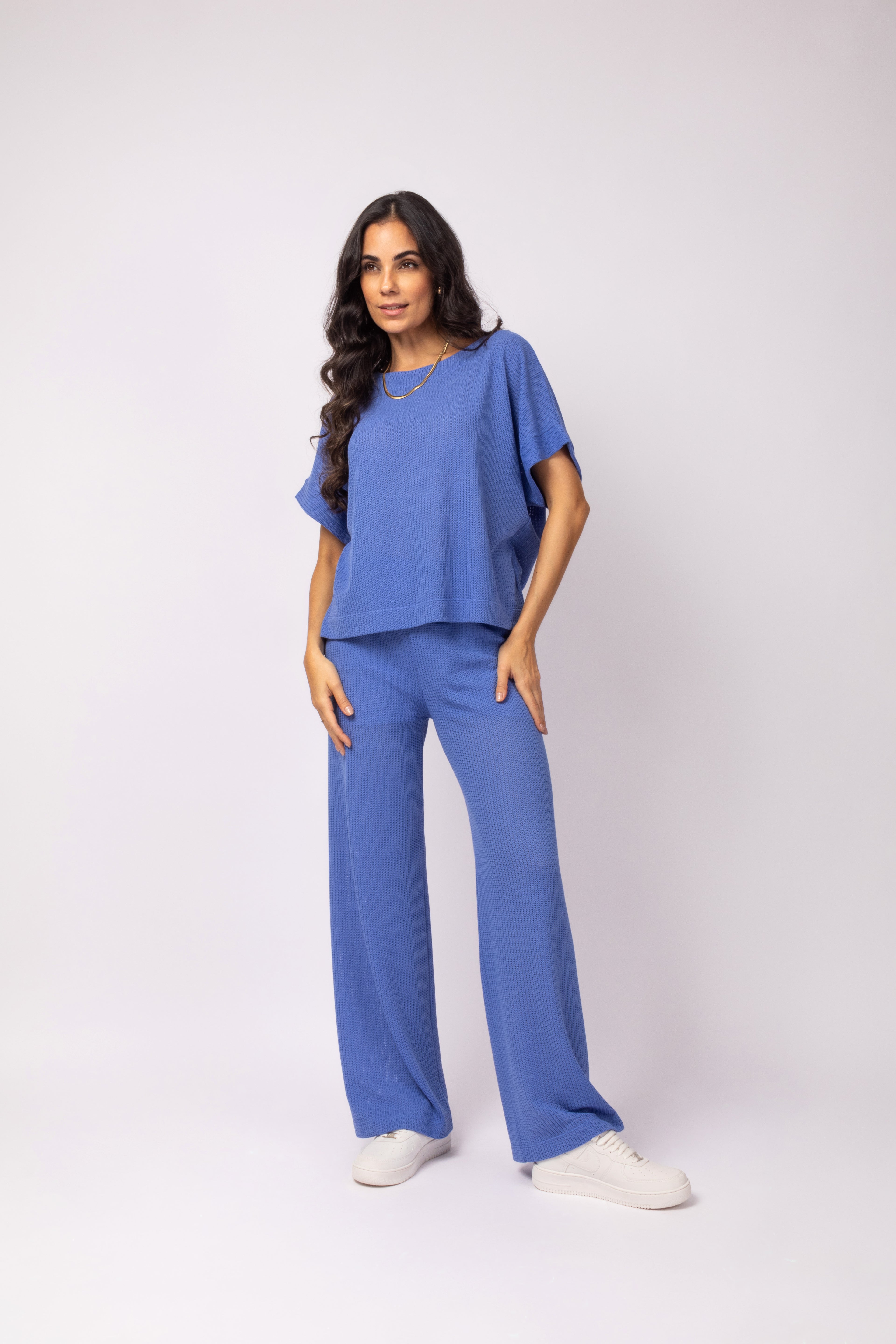 Conjunto de blusa com calça em malha