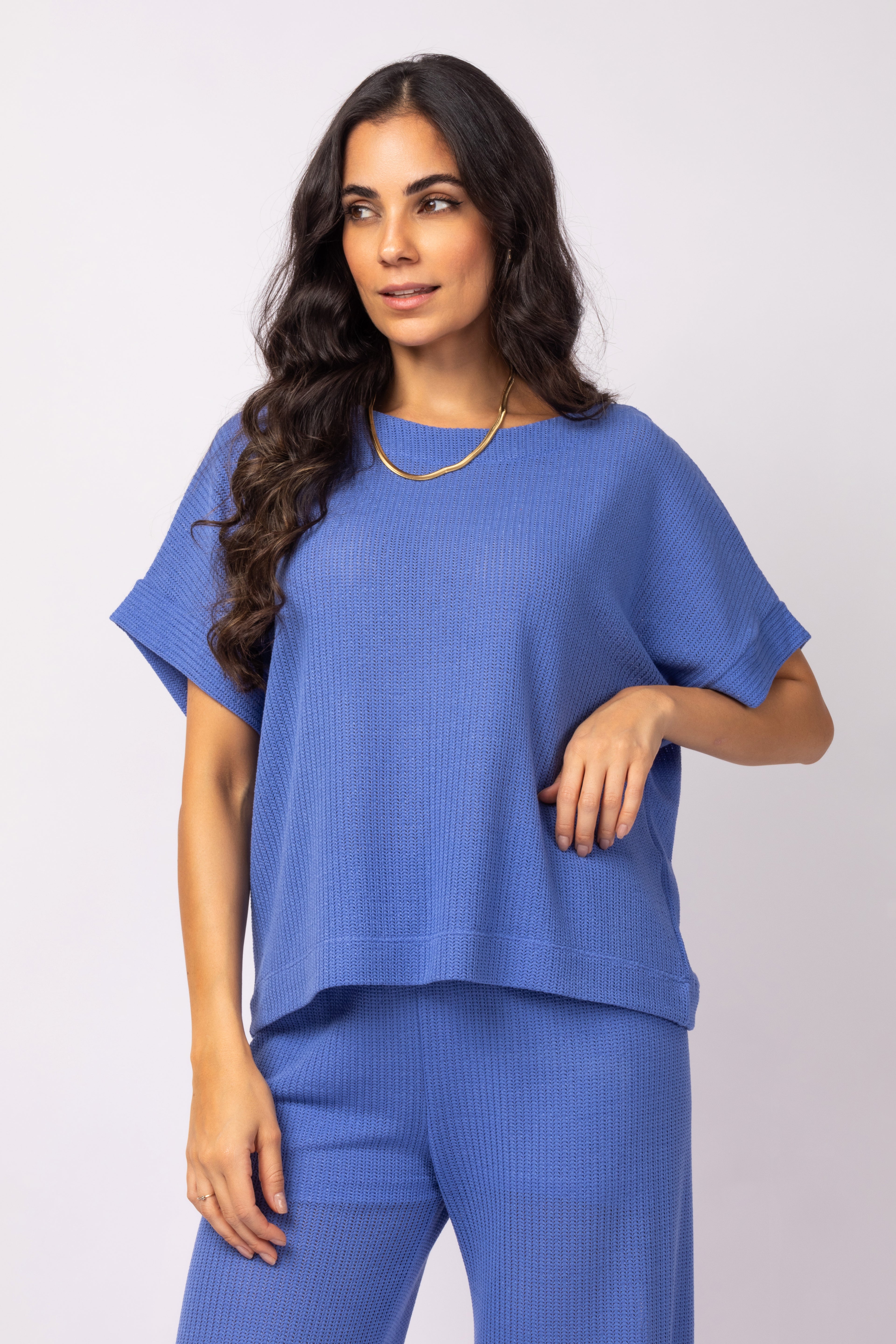 Conjunto de blusa com calça em malha