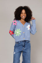 Cardigan de tricot floral