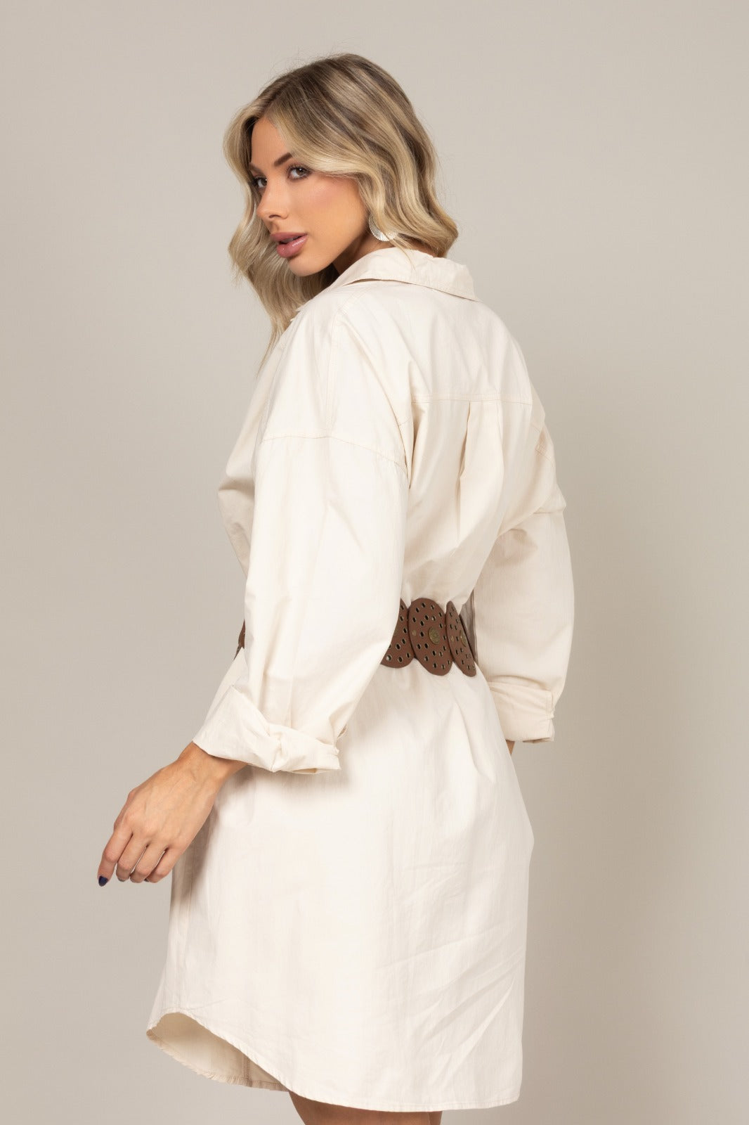 Vestido camisa manga longa
