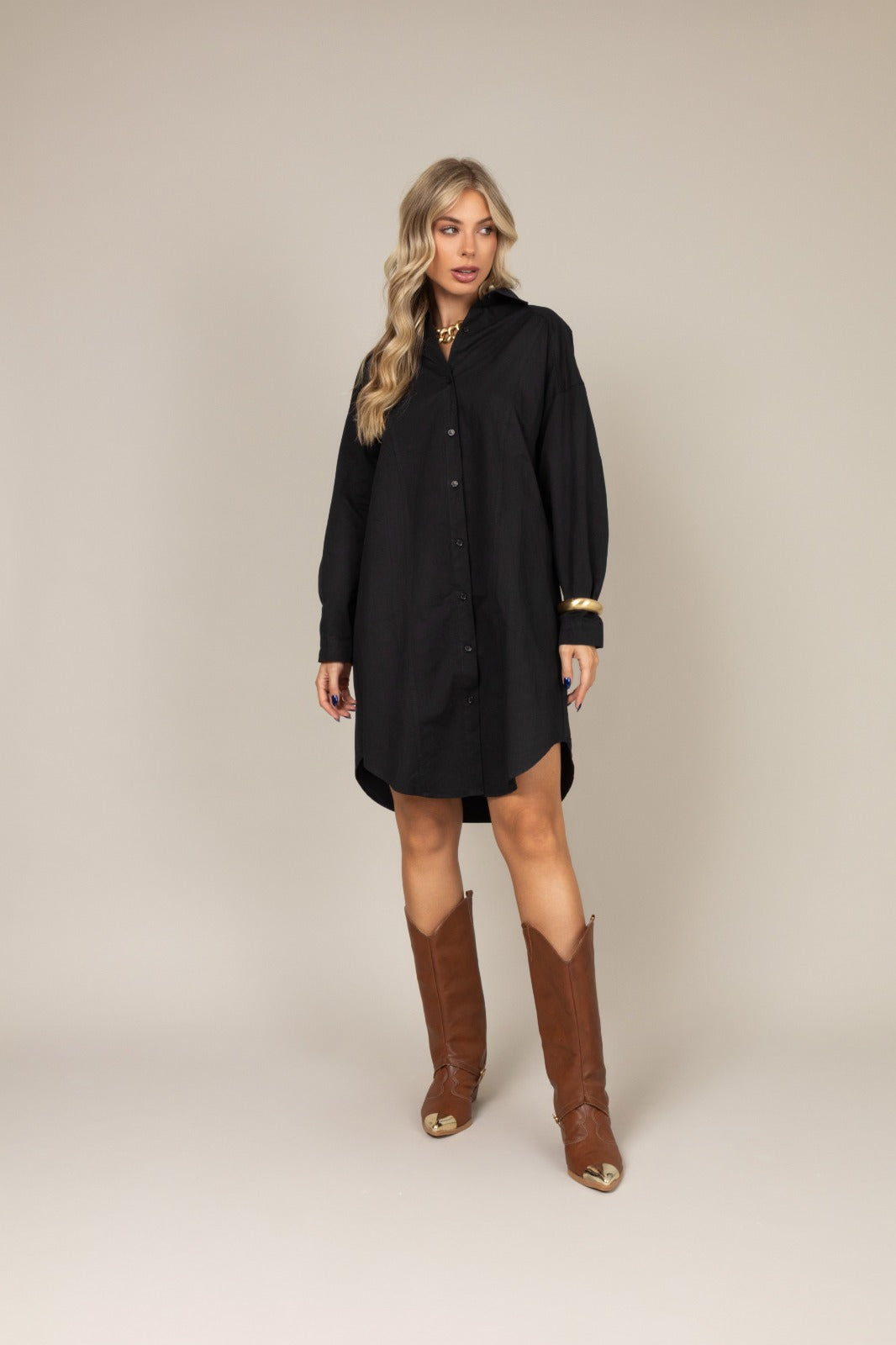 Vestido camisa manga longa