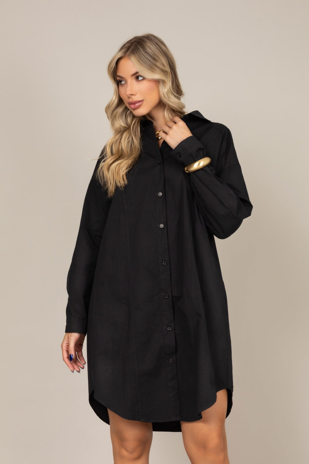 Vestido camisa manga longa