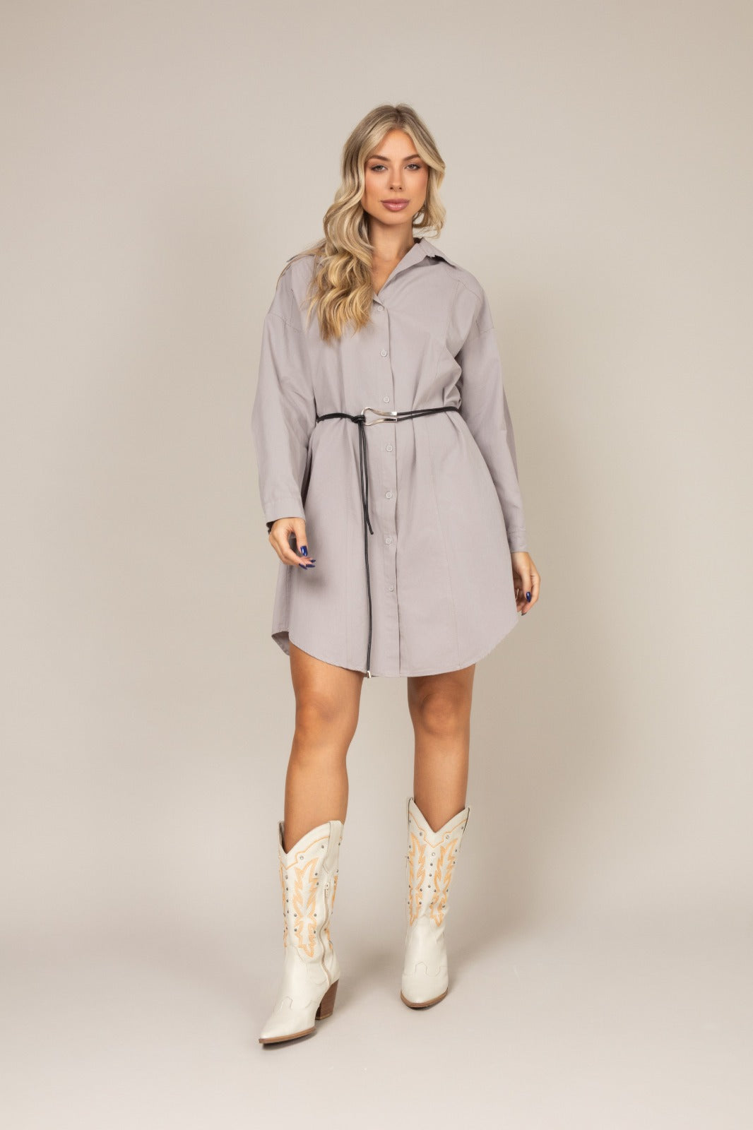 Vestido camisa manga longa