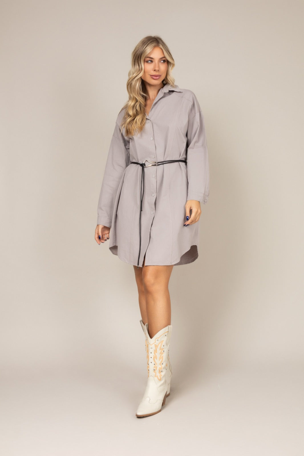 Vestido camisa manga longa