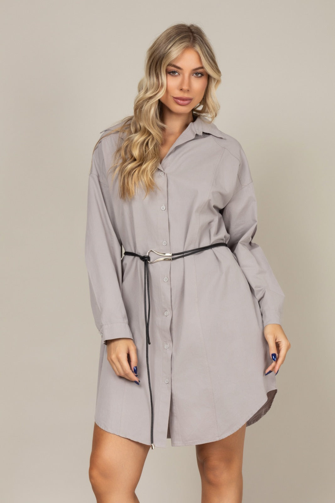 Vestido camisa manga longa