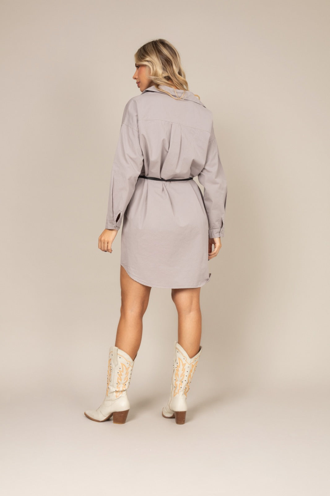 Vestido camisa manga longa