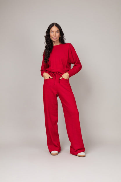 Conjunto confortável em malha texturizada