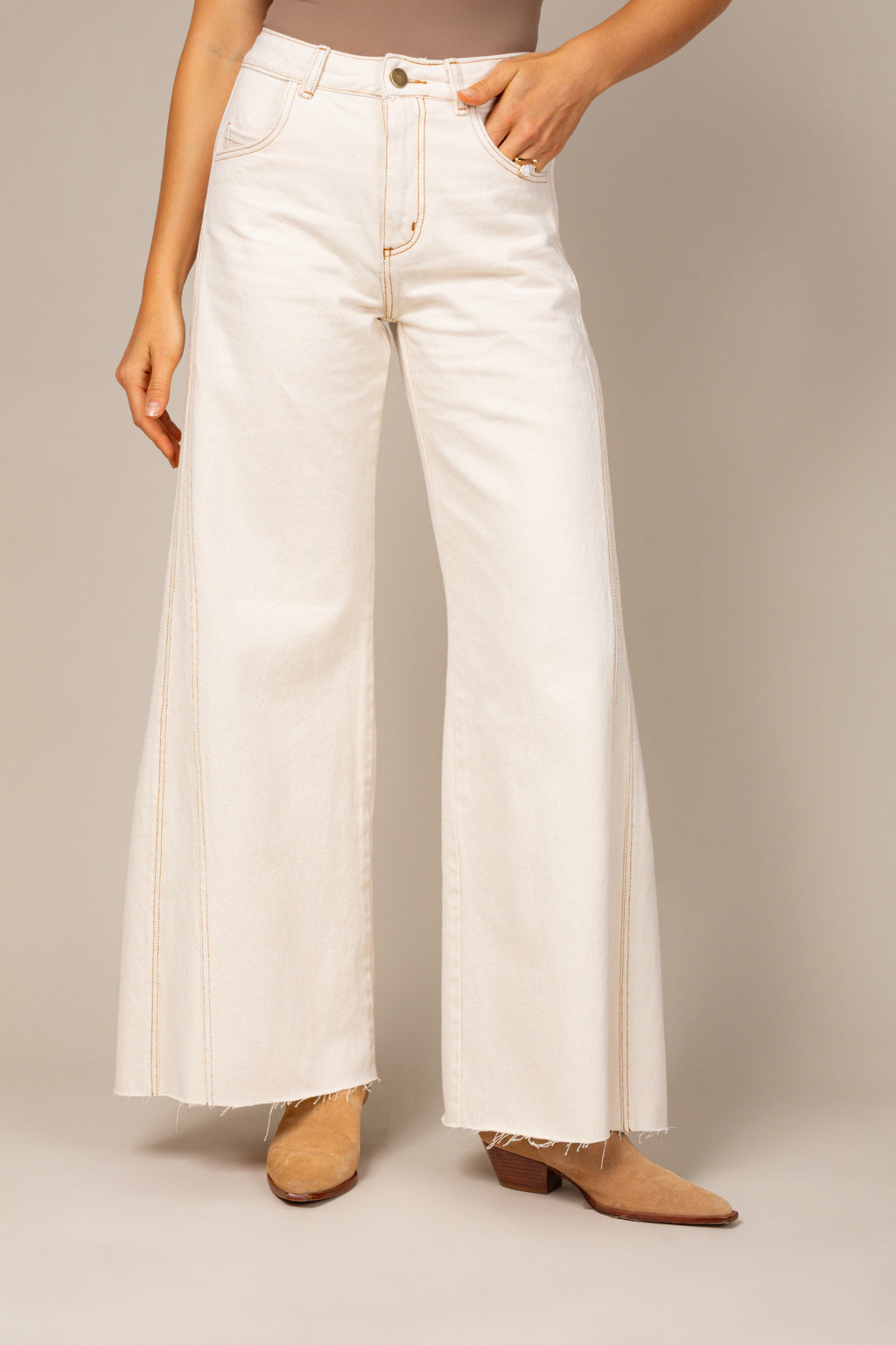 Calça pantalona off white