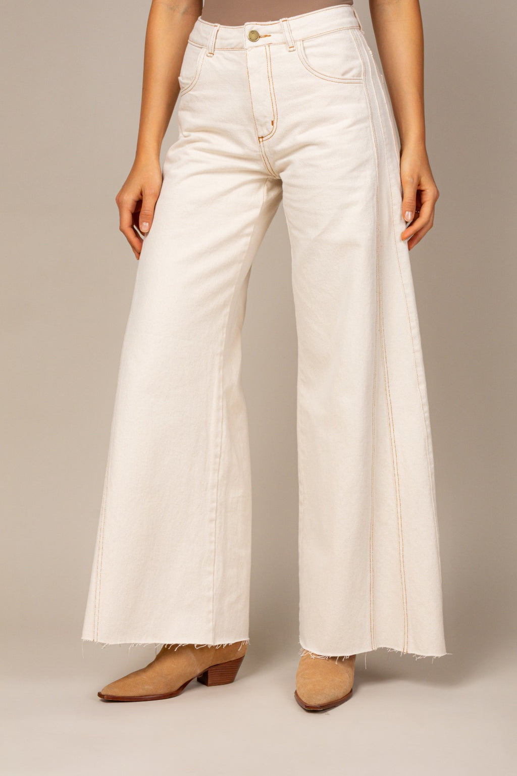 Calça pantalona off white