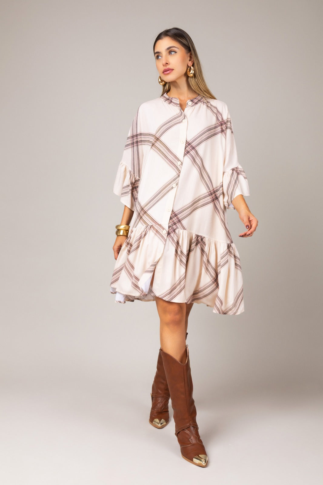 Vestido chemise xadrez