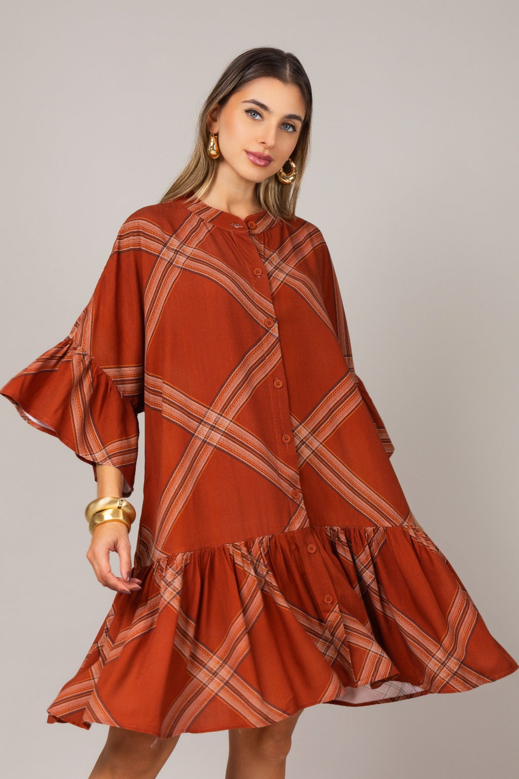 Vestido chemise xadrez