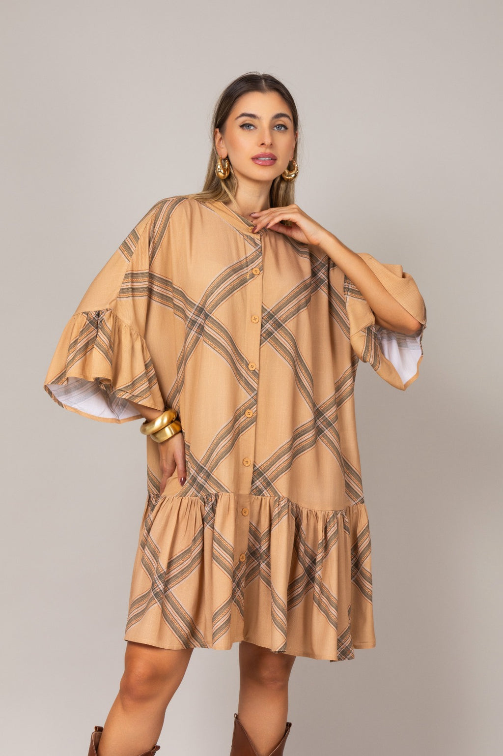Vestido chemise xadrez