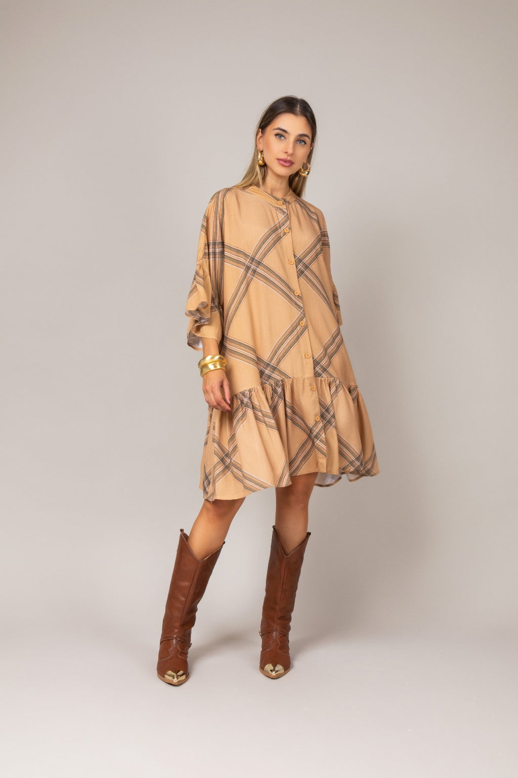 Vestido chemise xadrez