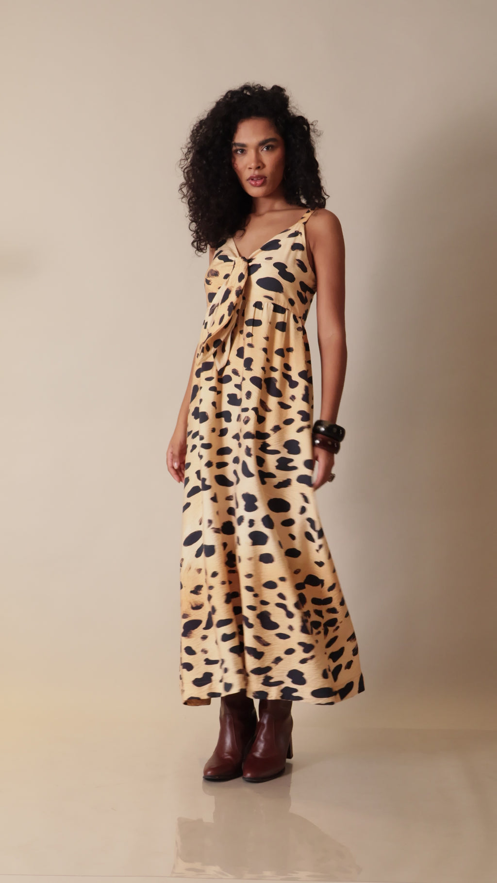 Vestido midi animal print