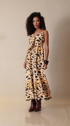 Vestido midi animal print