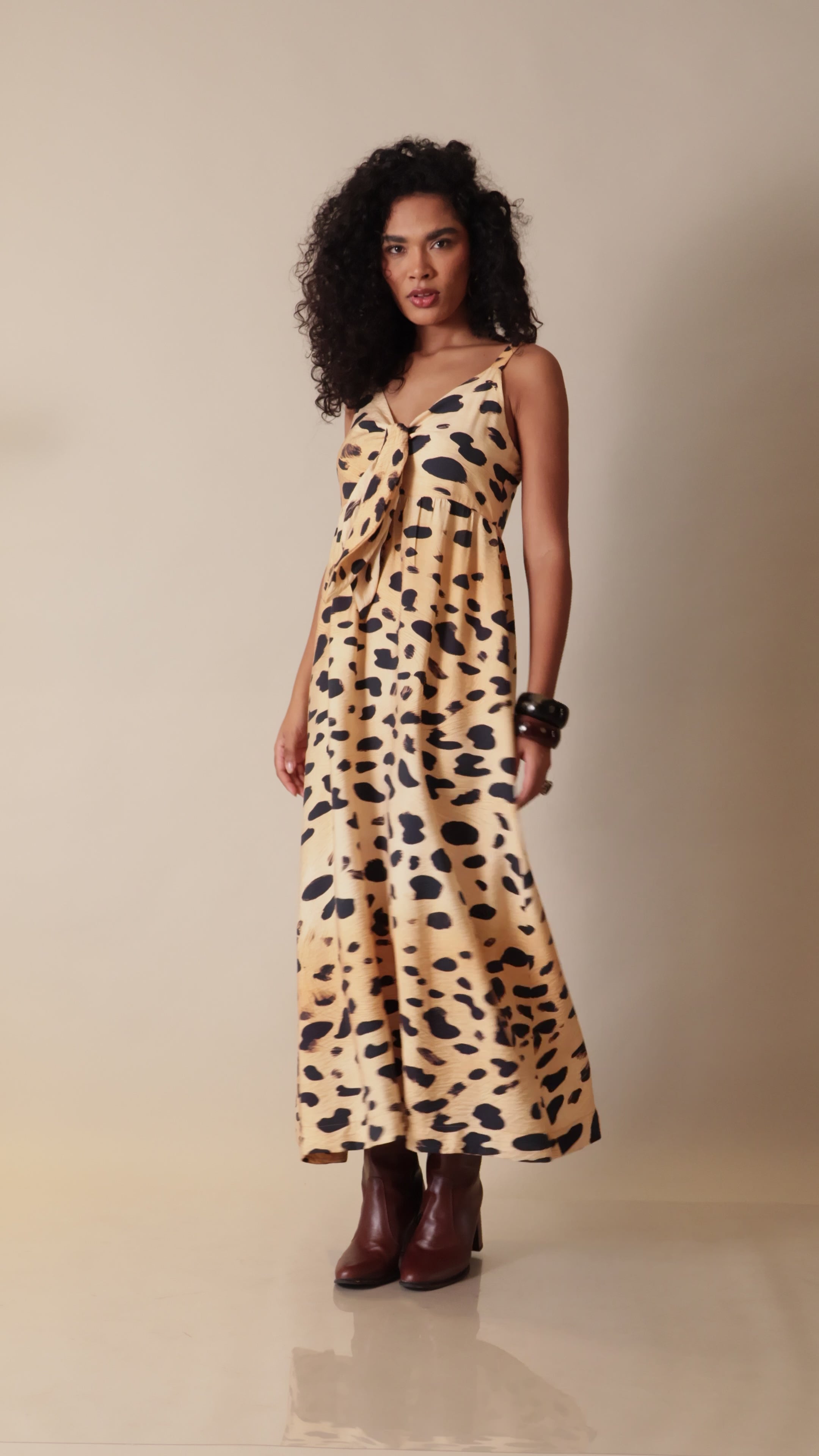 Vestido midi animal print