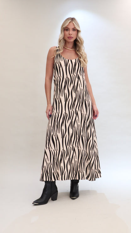 Vestido longo animal print zebra