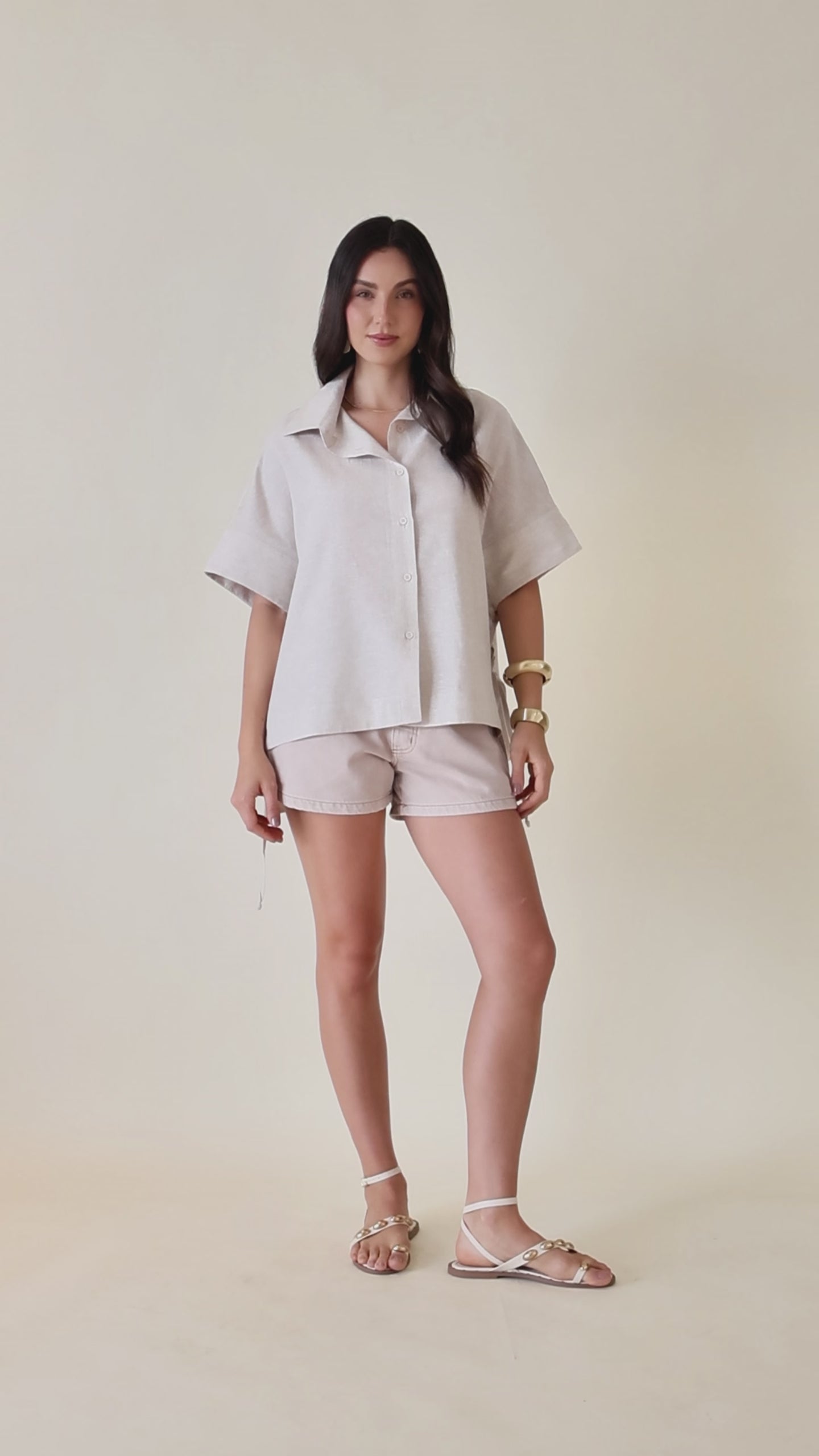 Camisa linho amarração lateral