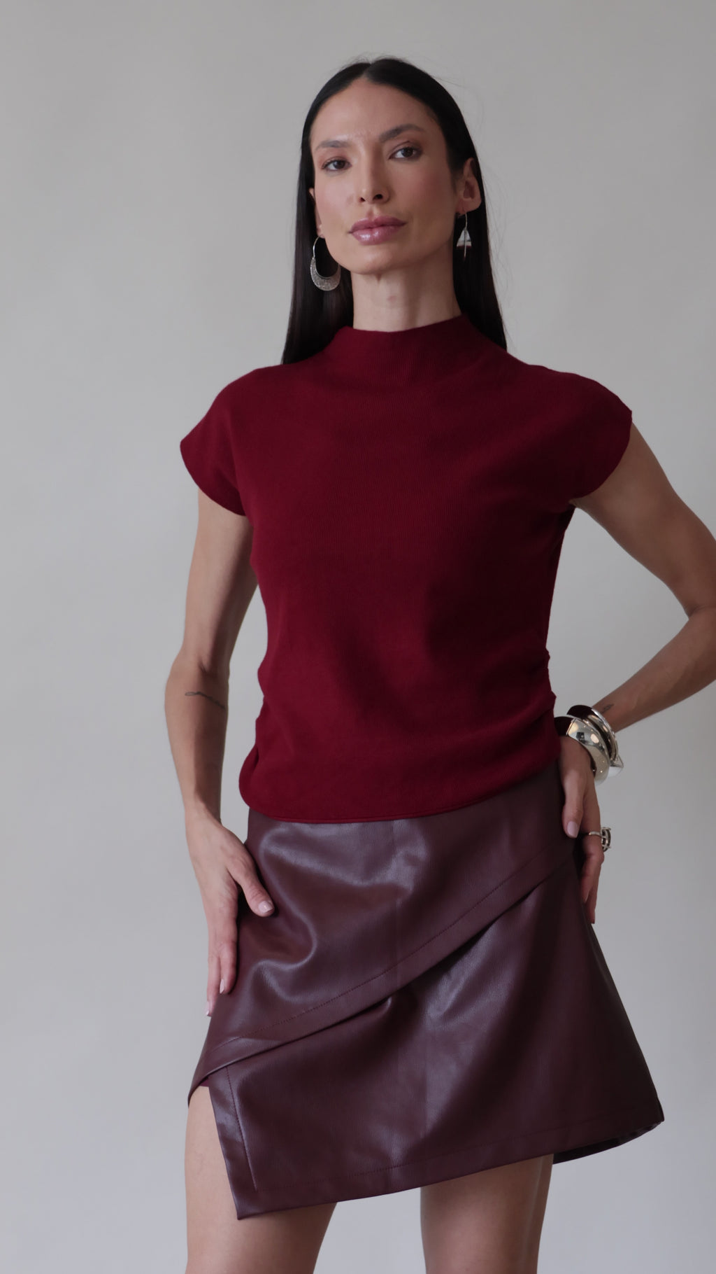 Blusa cashmere franzido lateral