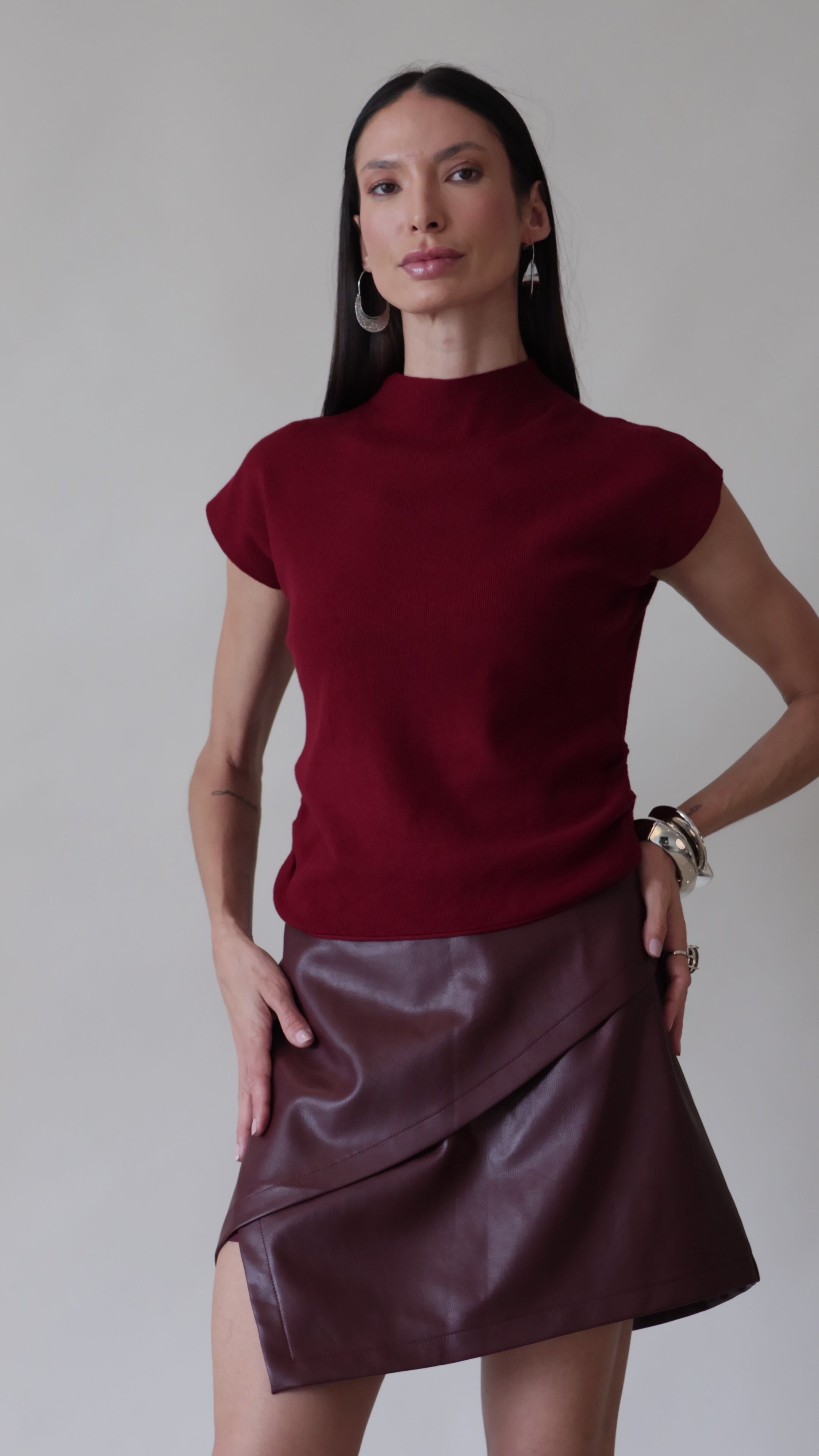 Blusa cashmere franzido lateral
