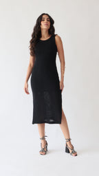 Vestido midi de alça em tricot