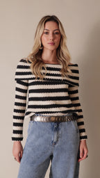 Blusa ombro a ombro listrada