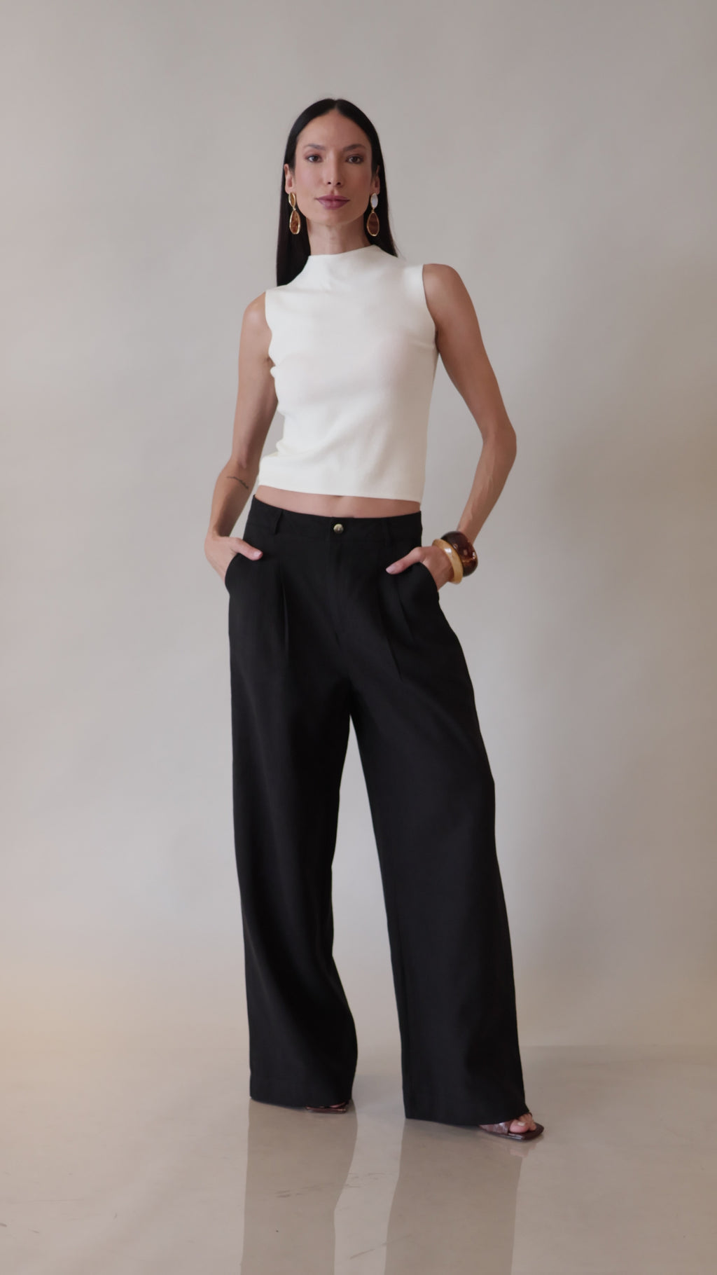 Calça pantalona de linho
