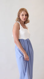 Vestido midi bicolor com alças