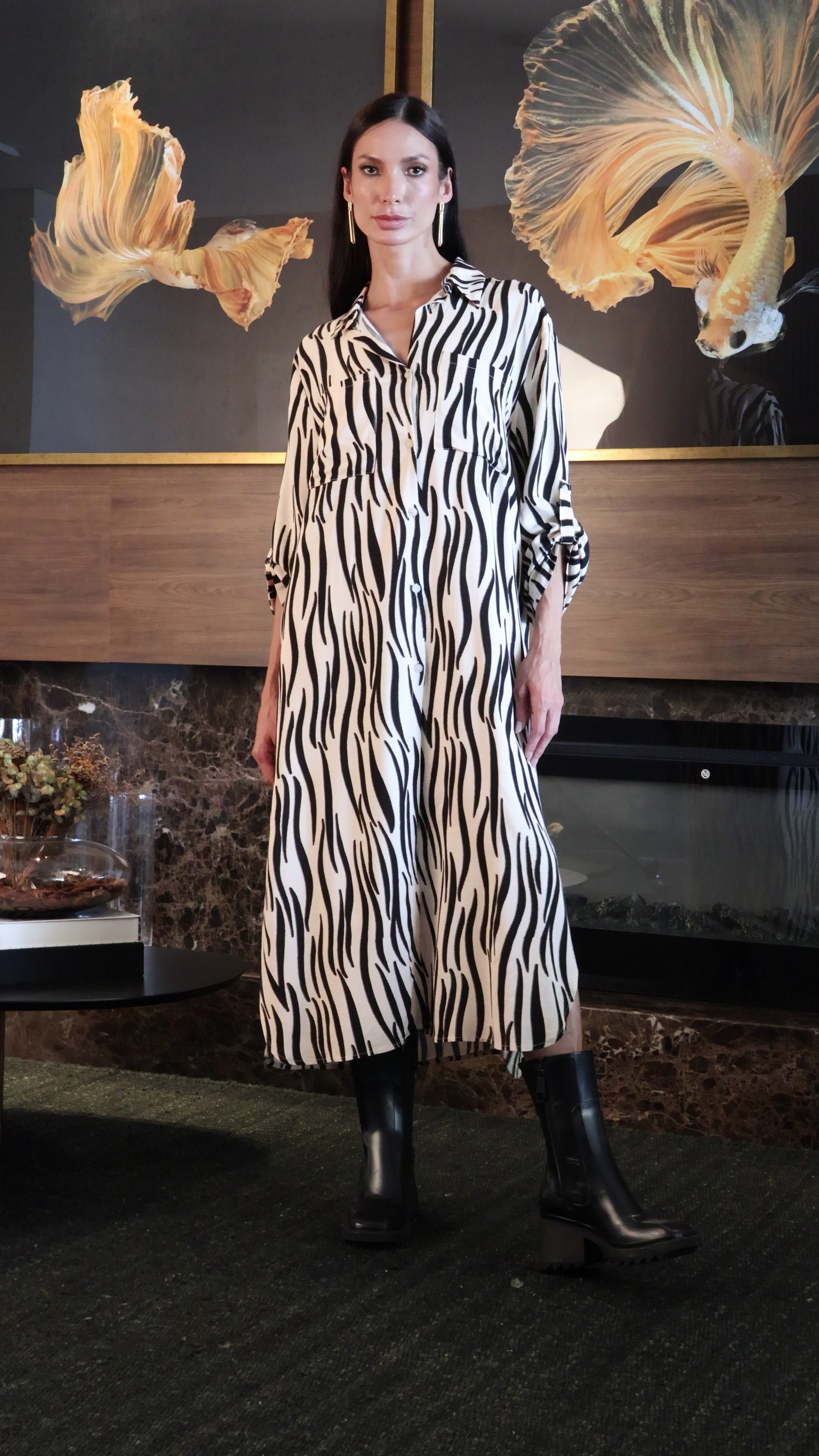 Vestido chemise animal print