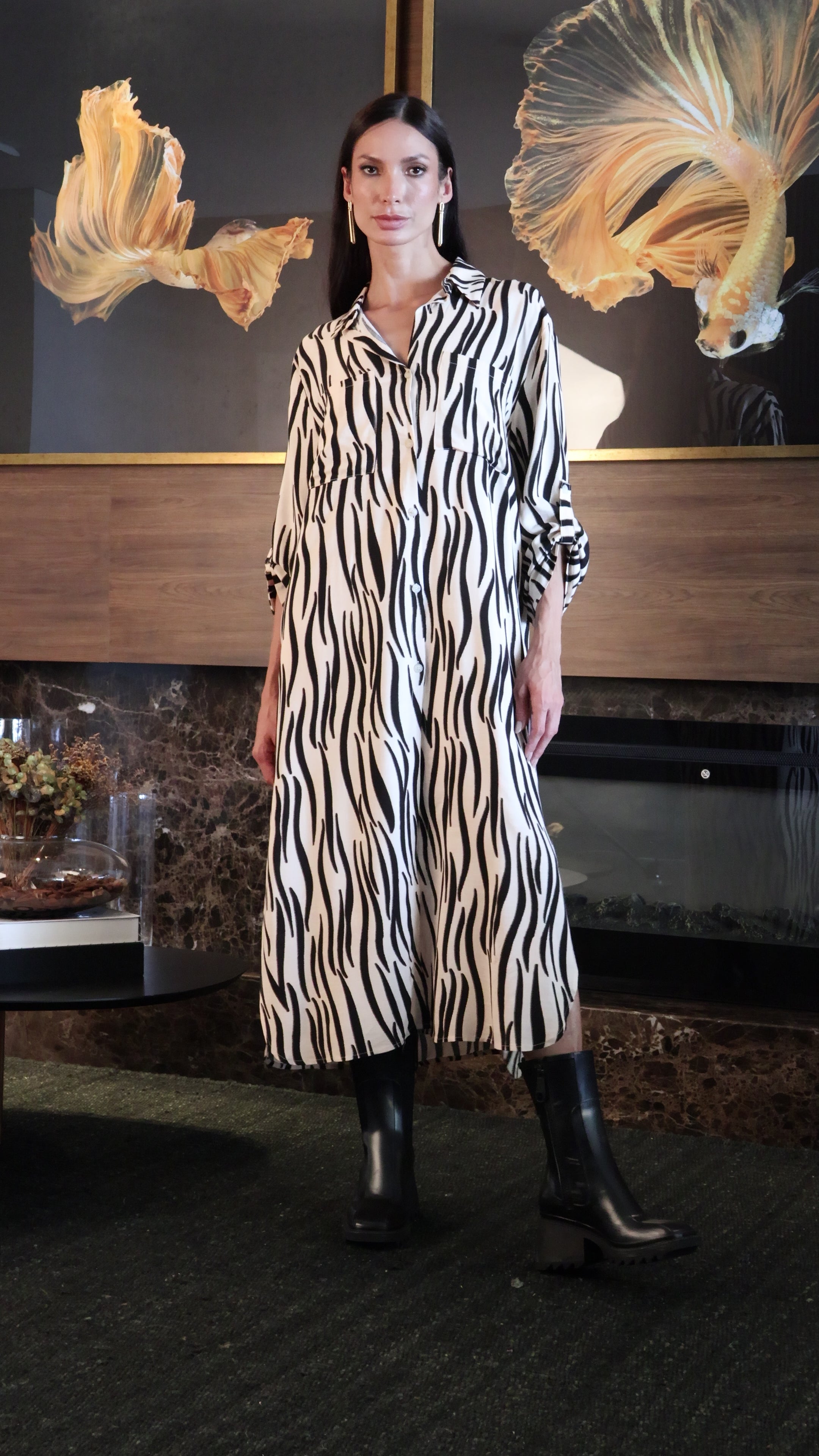 Vestido chemise animal print
