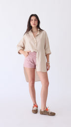 Chemise alongada em linho