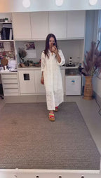 Vestido chemise longo em laise