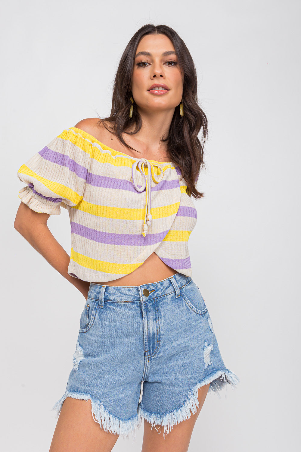 Blusa maxi cropped Lilas