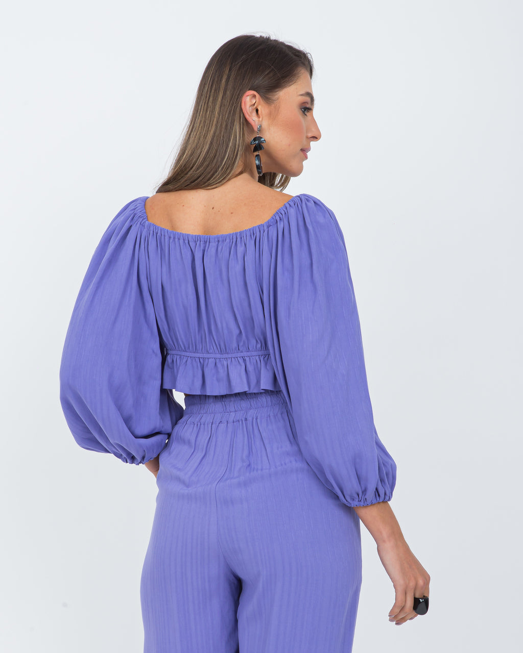 Conjunto em viscose maquinetada hortência
