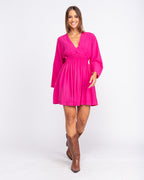 Vestido curto de viscose maquinetada pink