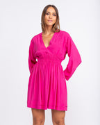Vestido curto de viscose maquinetada pink