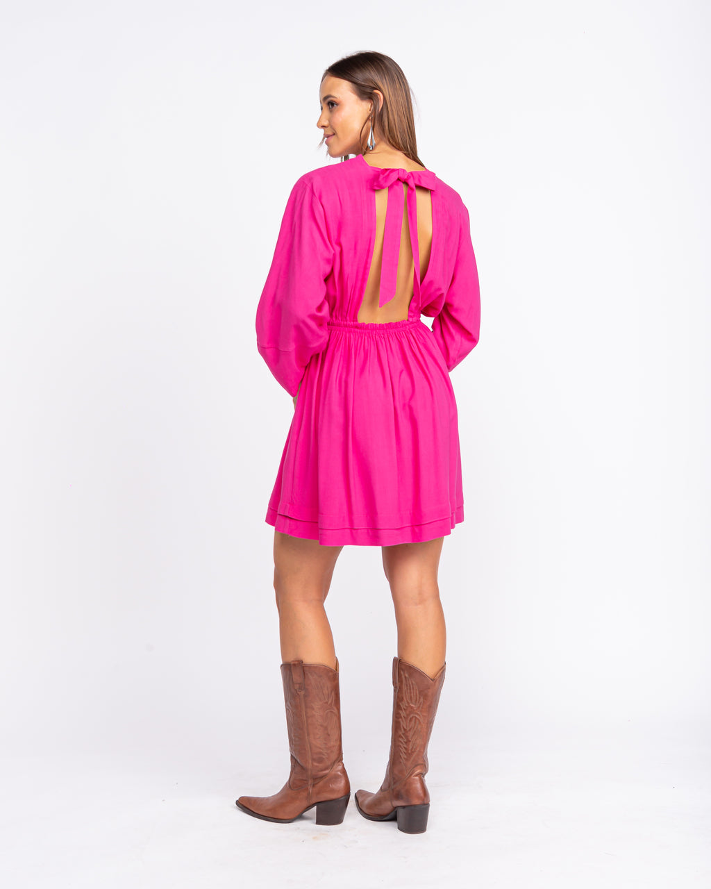 Vestido curto de viscose maquinetada pink