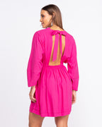Vestido curto de viscose maquinetada pink