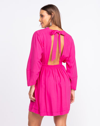 Vestido curto de viscose maquinetada pink