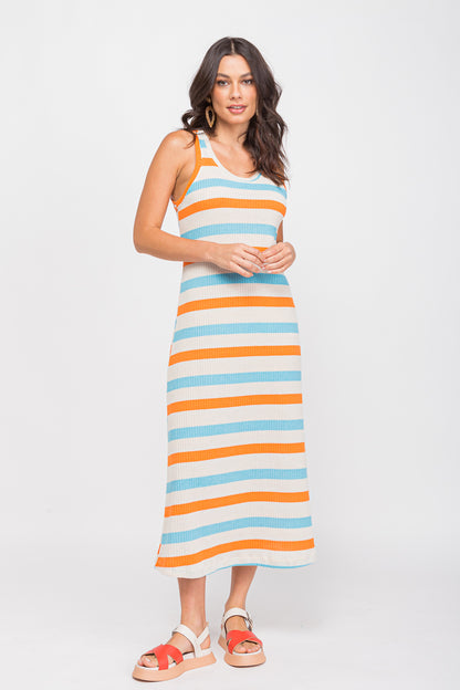 Vestido maxi regata Azul