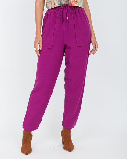 Calça alfaiataria em viscolinho fucsia