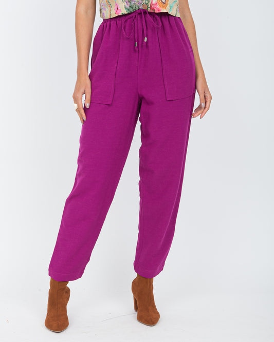 Calça alfaiataria em viscolinho fucsia