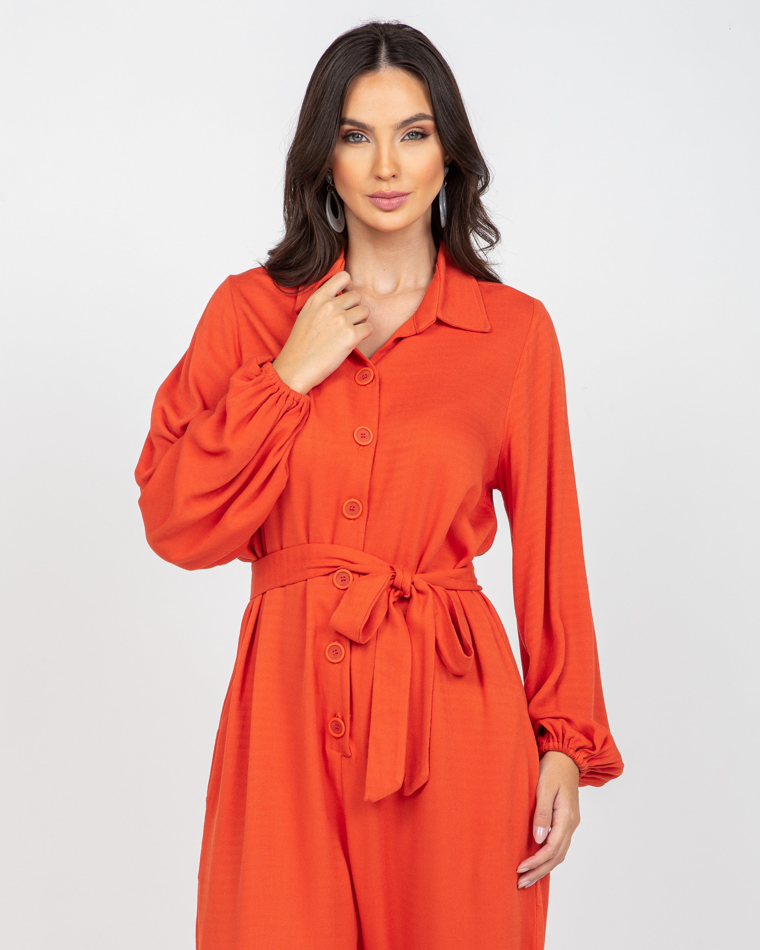 Macacão jogger em viscose maquinetada laranja